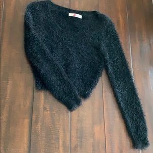 Black fuzzy and fun crop sweater